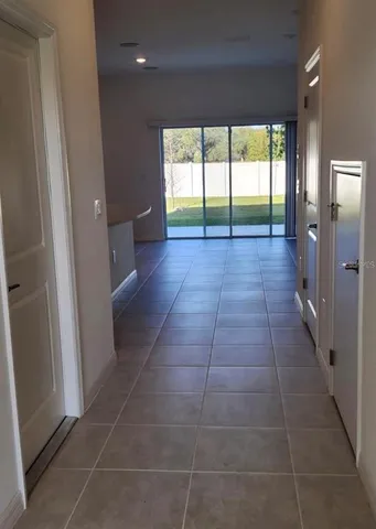 a bathroom with a large window