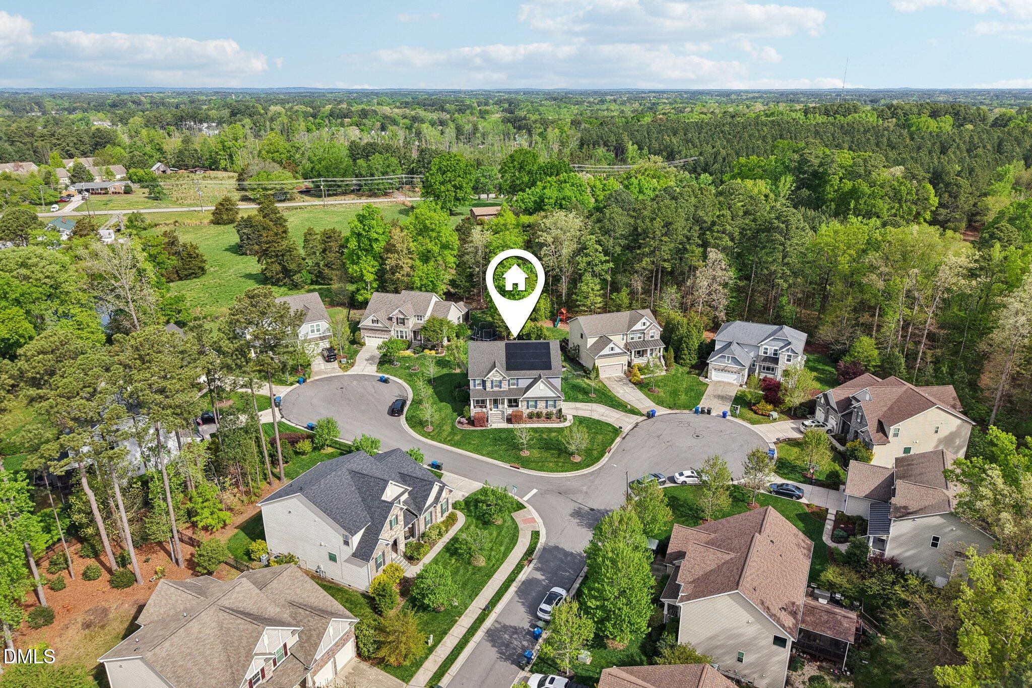 203 Hico Way Durham, NC 27703 - Photo 58 of 62 an aerial view of a house with garden space and street view
