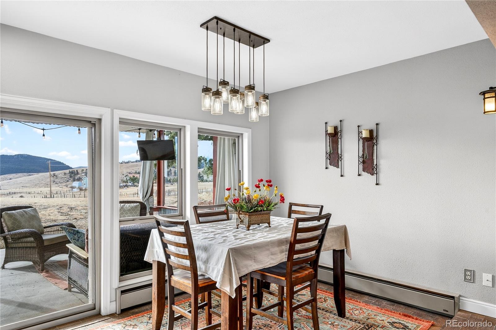 31249 Robinson Hill Road Golden, CO 80403 - Photo 10 of 48 a view of a dining room with furniture and chandelier