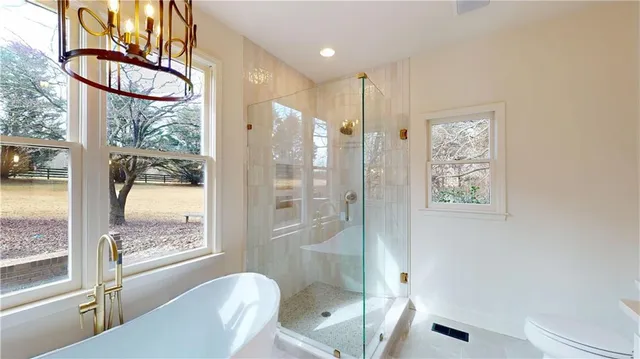 a bathroom with a bathtub