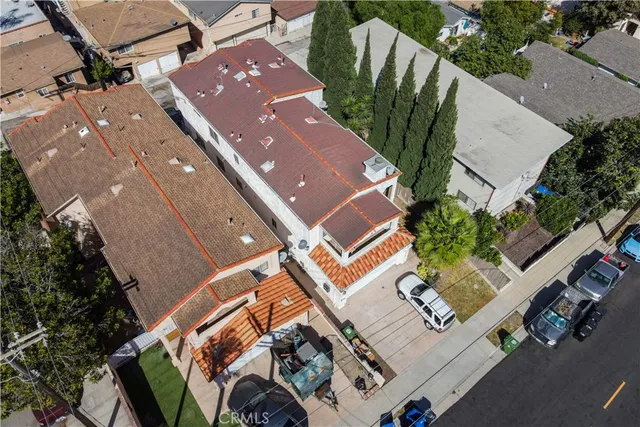 an aerial view of a house