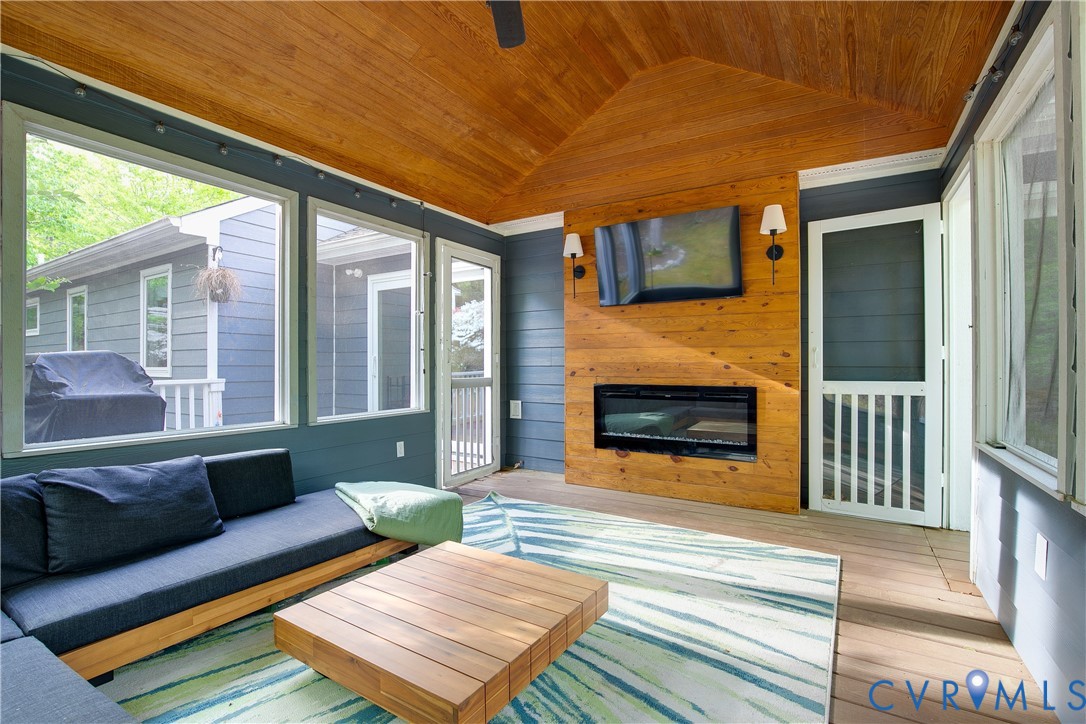 3111 Middlewood Road Midlothian, VA 23113 - Photo 38 of 45 Screened porch with vaulted wood-plank ceiling