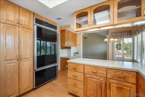 a view of a living room with a large window