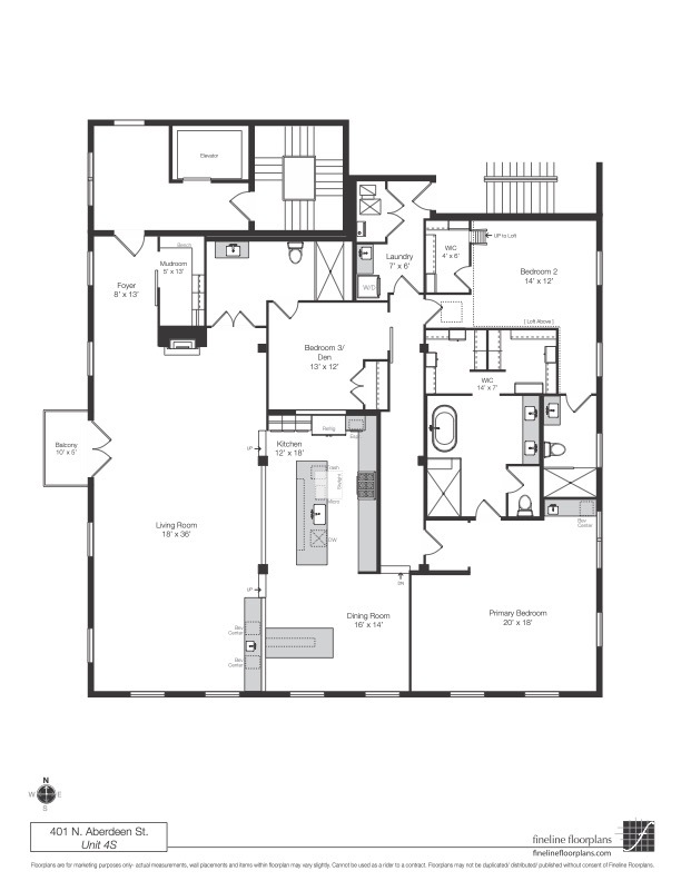 401 North Aberdeen Street, Unit 4S Chicago, IL 60642 - Photo 32 of 33 a picture of a floor plan