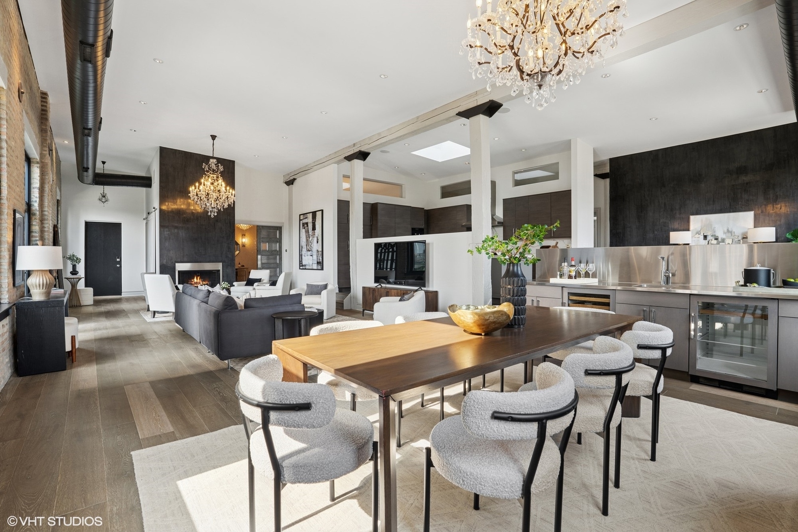 401 North Aberdeen Street, Unit 4S Chicago, IL 60642 - Photo 10 of 33 a view of a dining room with furniture and a large window