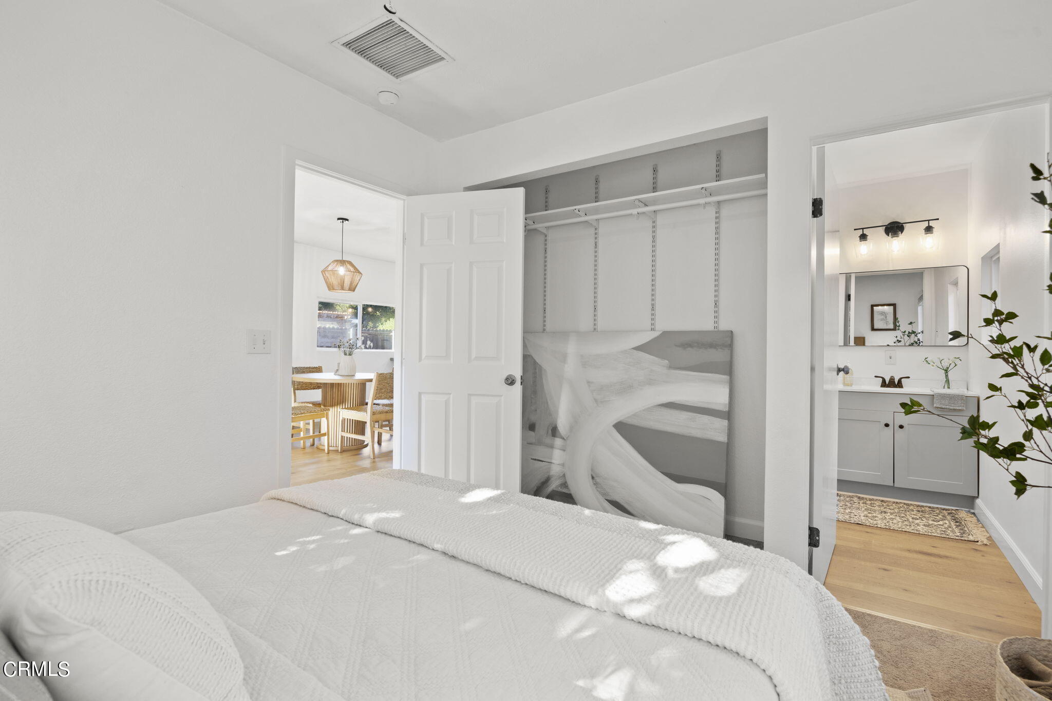 370 Prospect Street Oak View, CA 93022 - Photo 23 of 46 a bedroom with a bed and a view of bathroom