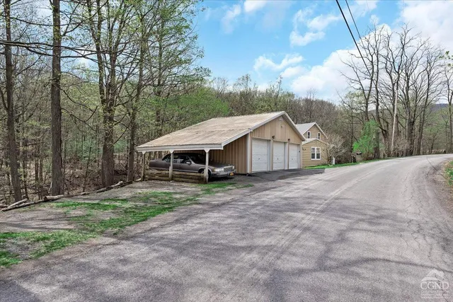an aerial view of a house