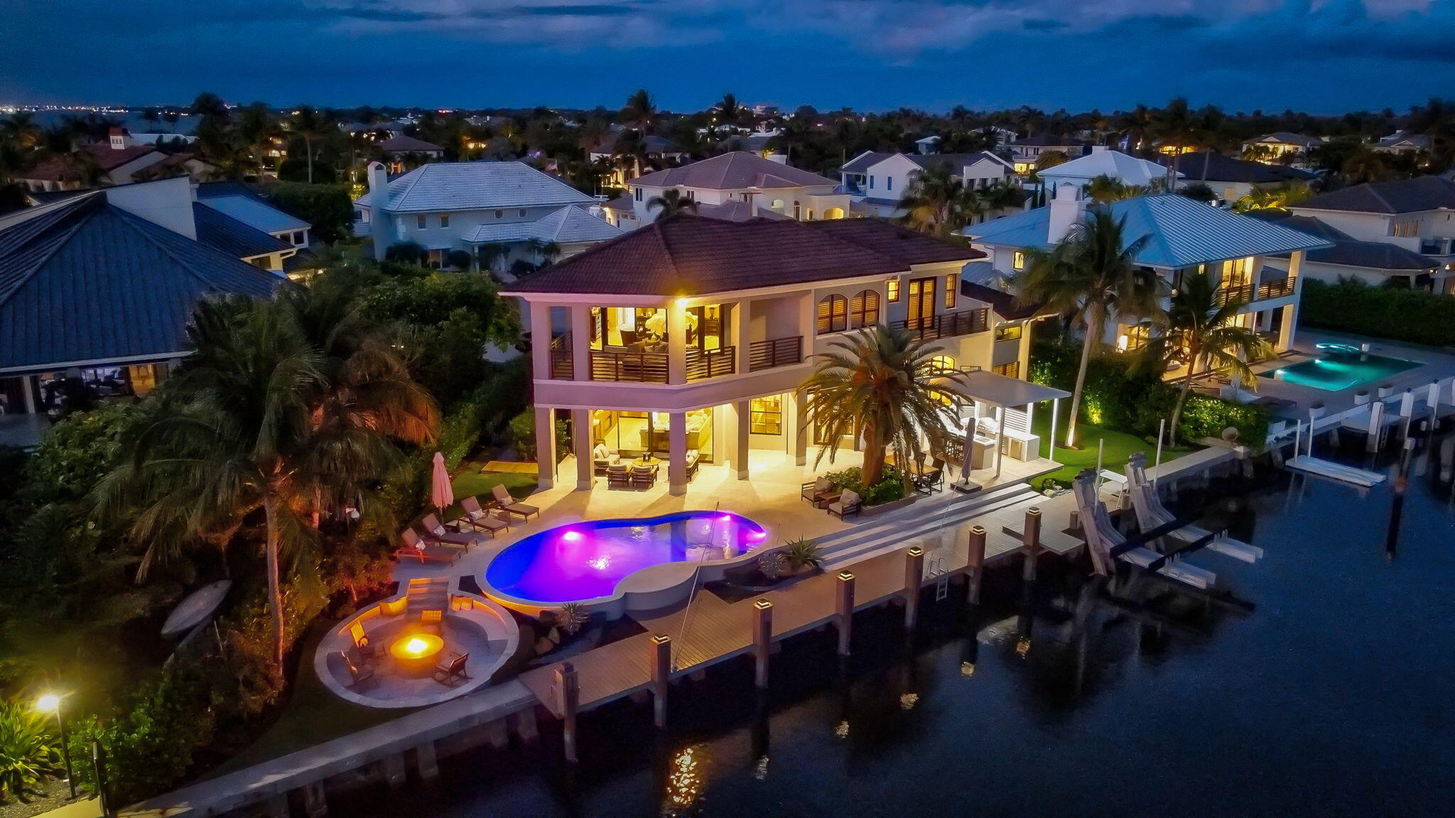 22 Eleuthera Drive Ocean Ridge, FL 33435 - Photo 82 of 92 Twilight Aerial View