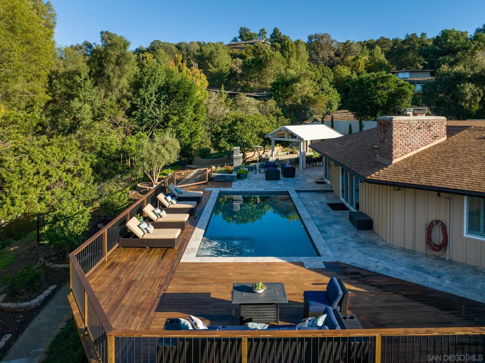 13384 Fallen Leaf Road Poway, CA 92064 - Photo 18 of 27 an aerial view of a house with swimming pool patio and outdoor seating
