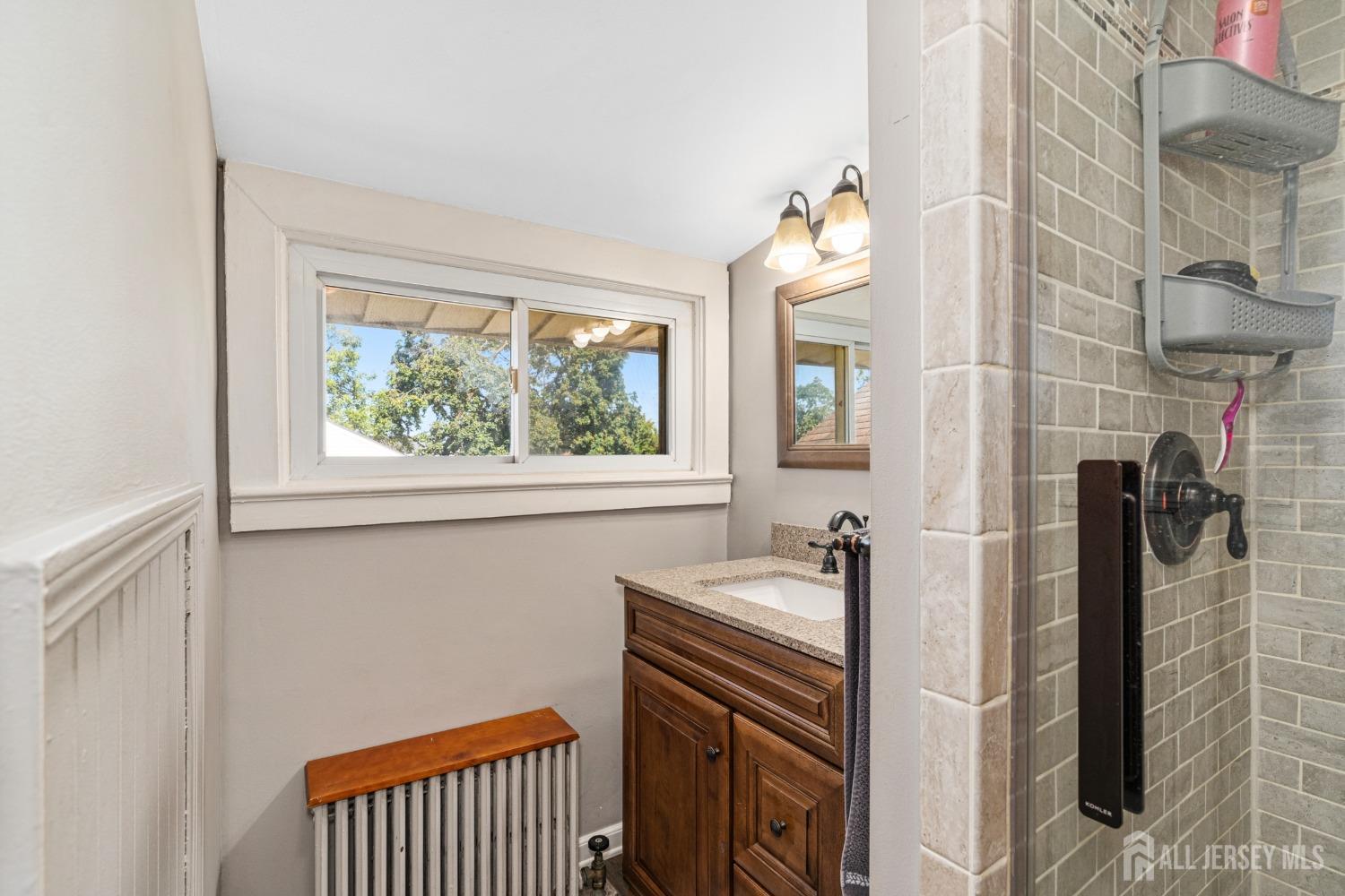 23 Reed Street Edison, NJ 08817 - Photo 16 of 27 a bathroom with a sink a mirror and a shower