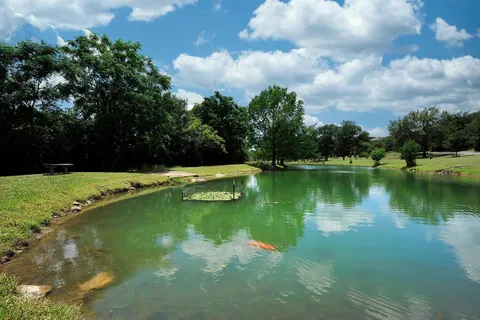 a view of a lake in middle of a lake