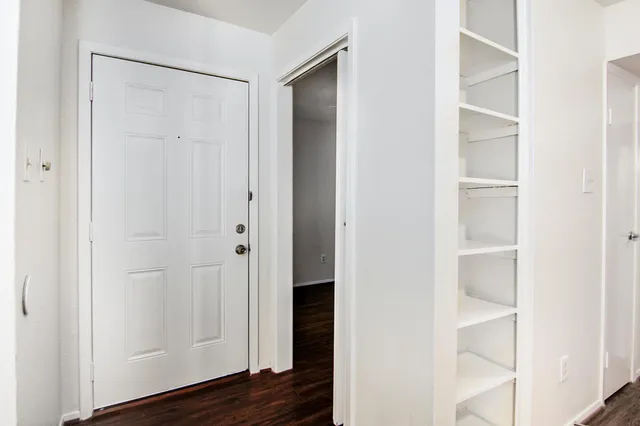 a view of an empty walk in closet