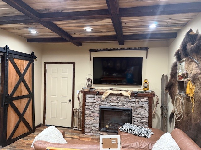 1437 Dividing Ridge Road Goodlettsville, TN 37072 - Photo 23 of 36 a living room with furniture a flat screen tv and a fireplace