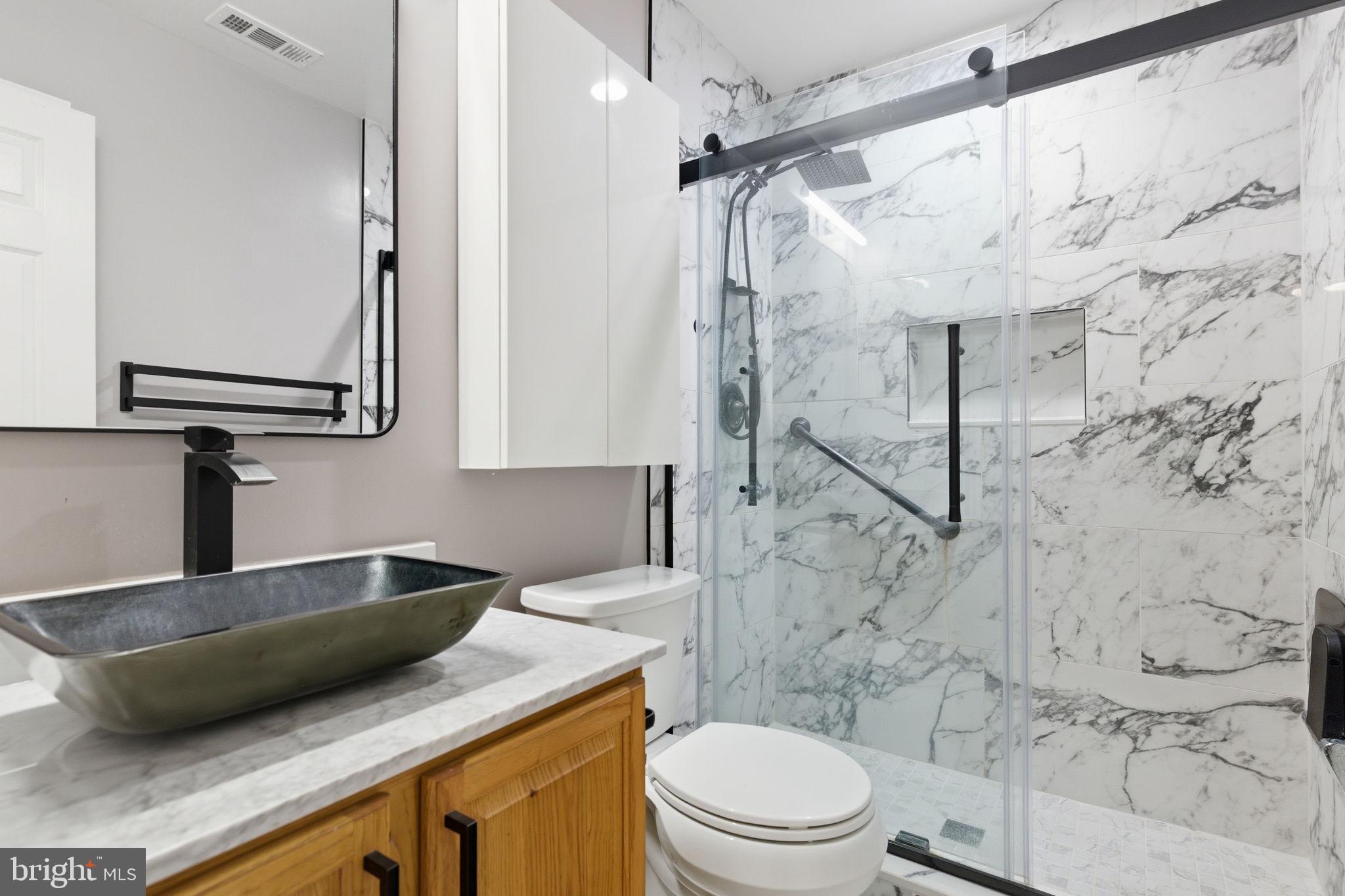 6363 Yates Ford Road Manassas, VA 20111 - Photo 33 of 67 a bathroom with a granite countertop sink a toilet and shower
