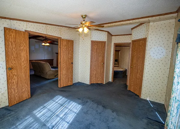a view of hallway and bathroom