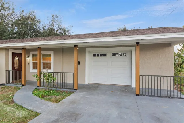 a view of a porch with a yard