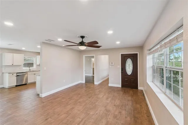 an empty room with window