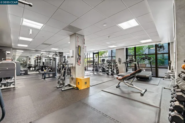 a view of a room with gym equipment