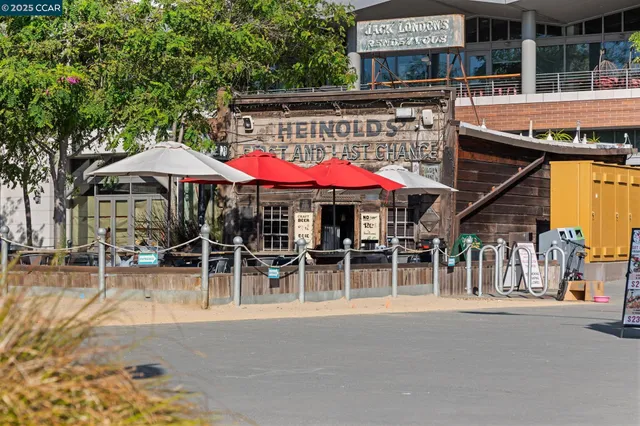 a view of street with sitting area