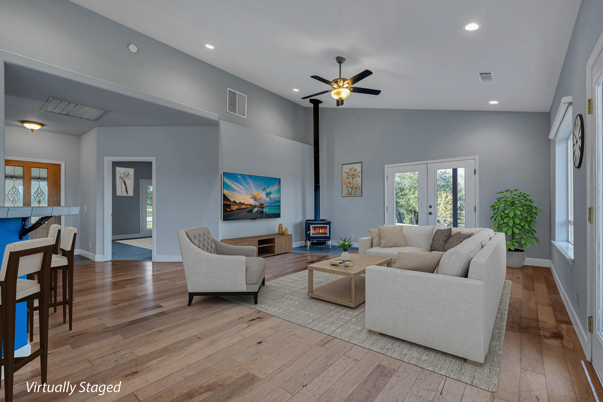 13303 Intermountain Road Redding, CA 96003 - Photo 30 of 64 a living room with furniture and a wooden floor