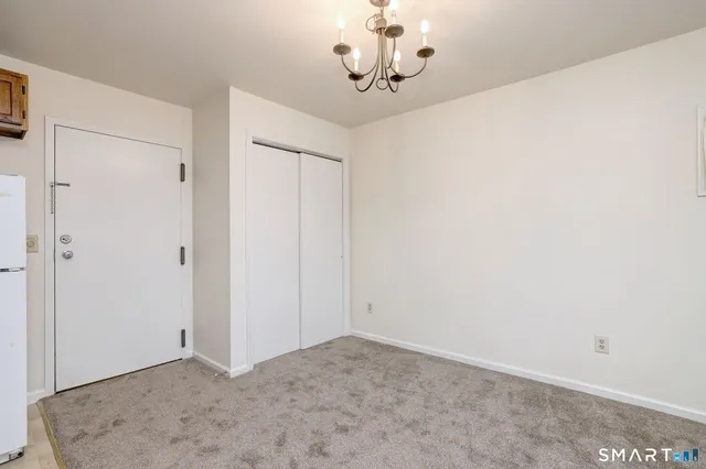 a view of a chandelier in a room