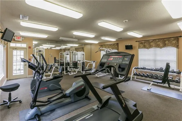a view of a room with gym equipment