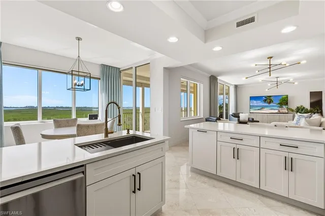 a kitchen with lots of counter top space