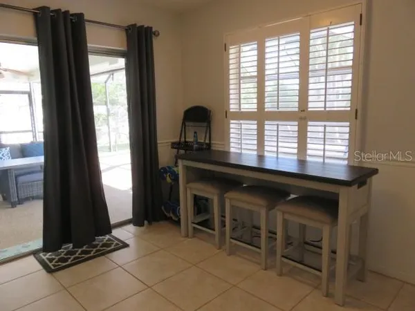 a living room with a large window