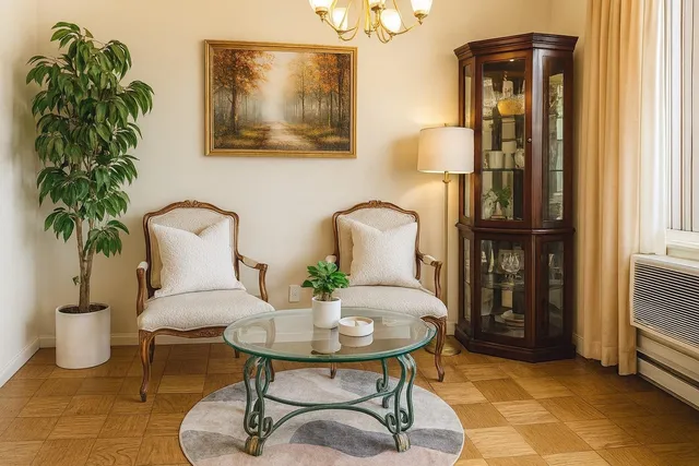 a living room with furniture