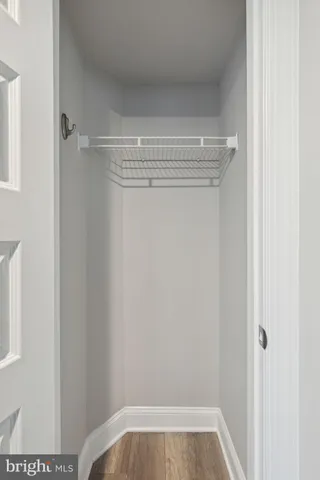 a view of small space with racks on the wall