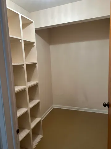 a view of an empty walk in closet