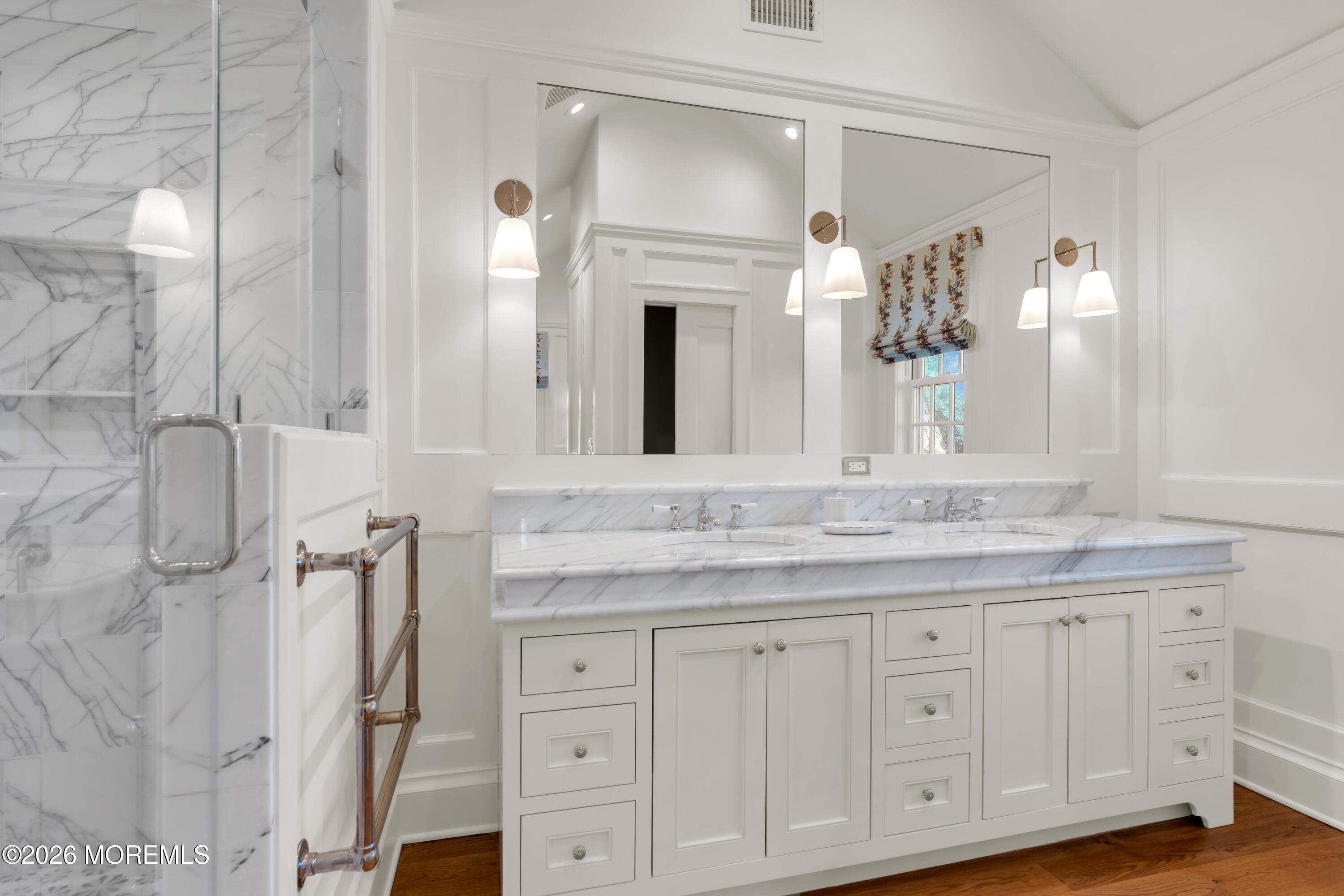 117 Madison Avenue Spring Lake, NJ 07762 - Photo 89 of 96 a bathroom with a granite countertop sink and a mirror