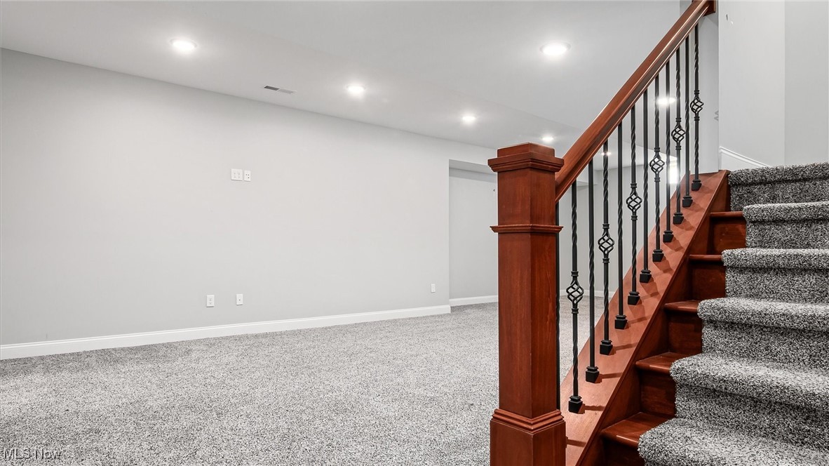 4641 Foote Road Medina, OH 44256 - Photo 34 of 46 Staircase featuring recessed lighting and carpet flooring