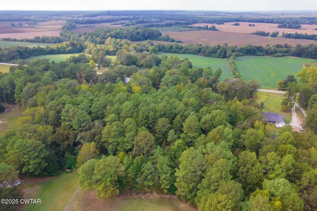 an aerial view of a houses with a lush green hillside