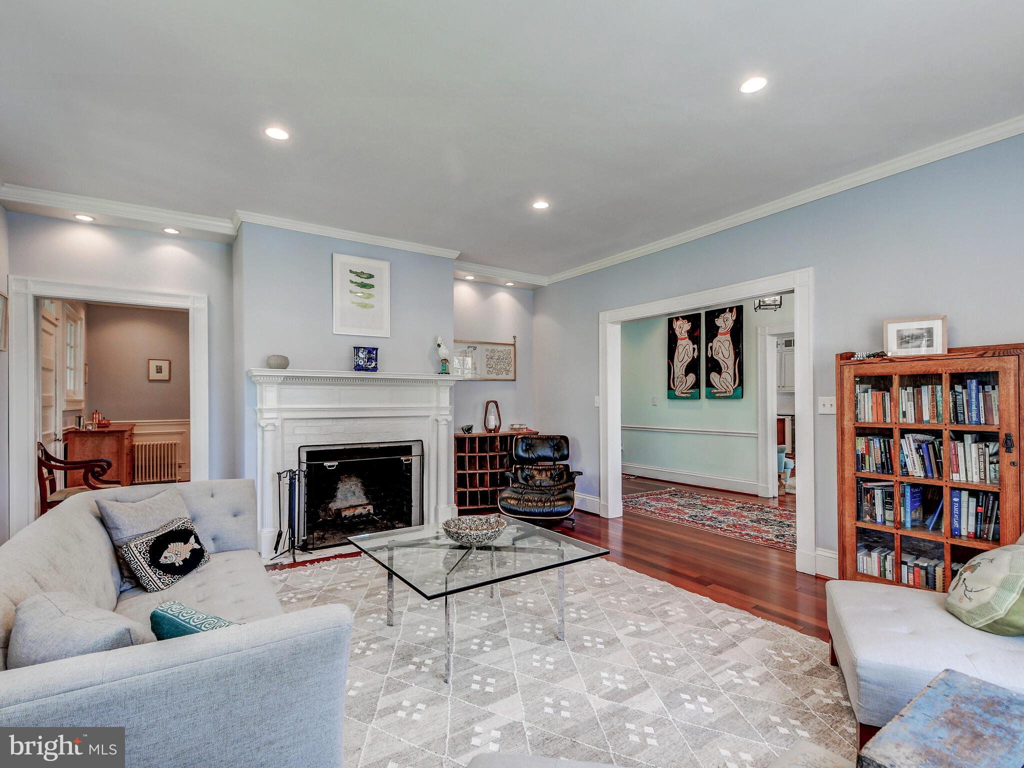 405 Edgevale Road Baltimore, MD 21210 - Photo 6 of 26 Living room with wood burning fireplace