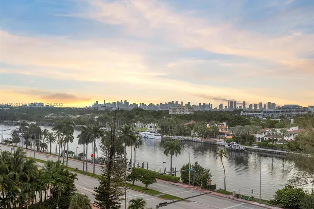 a view of a lake and a city