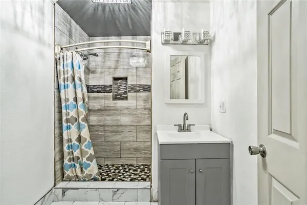 a bathroom with a shower