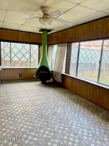 a room with a large window