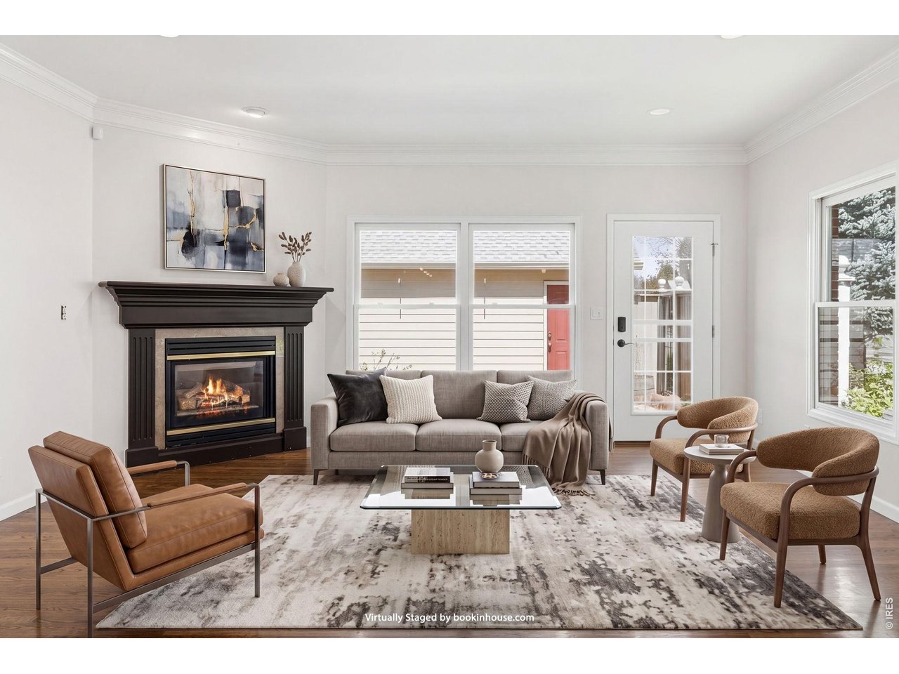 944 Ivanhoe Street Denver, CO 80220 - Photo 4 of 47 a living room with furniture a large window and a fireplace