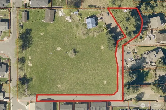 an aerial view of a residential houses