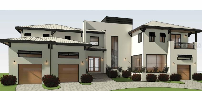 a front view of a house with garage