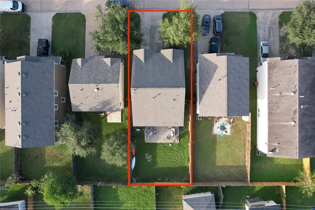 an aerial view of a house