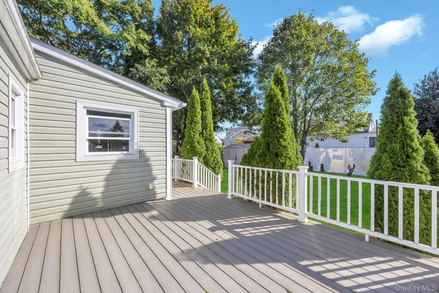 a view of a wooden deck