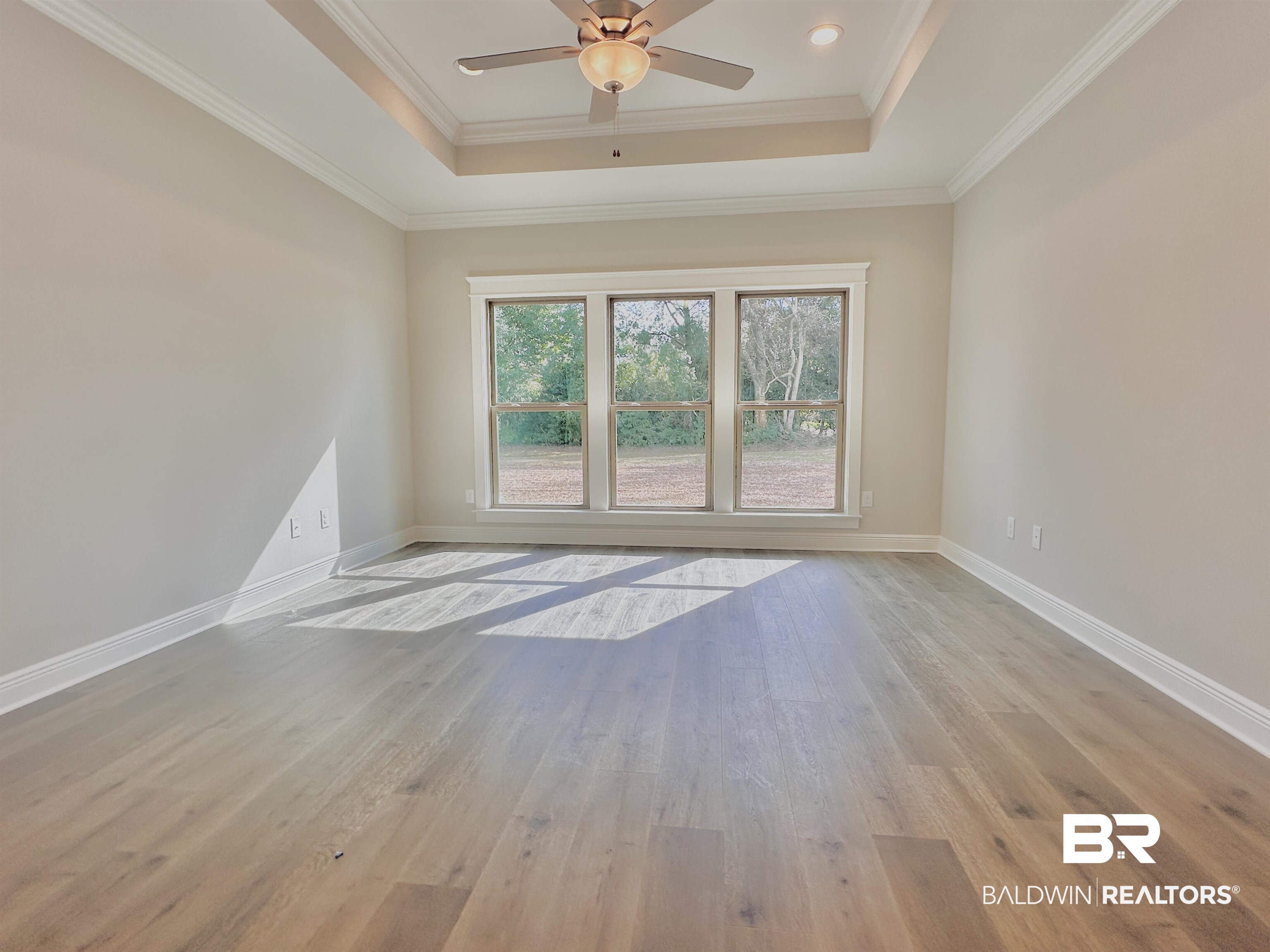 630 Kitfox Avenue Fairhope, AL 36532 - Photo 12 of 40 Spare room featuring crown molding, light hardwood / wood-style floors, and a raised ceiling