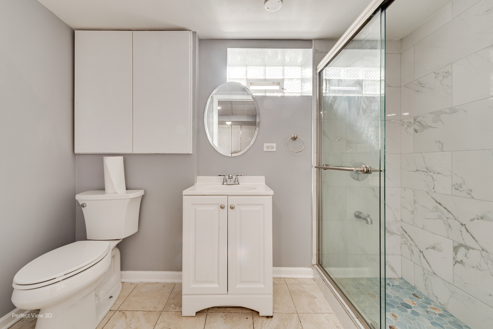 8152 North Ozark Avenue Niles, IL 60714 - Photo 21 of 28 a bathroom with a toilet sink and shower