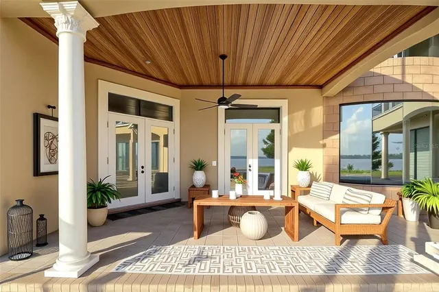 a outdoor space with patio furniture