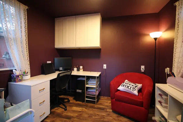 a workspace with furniture