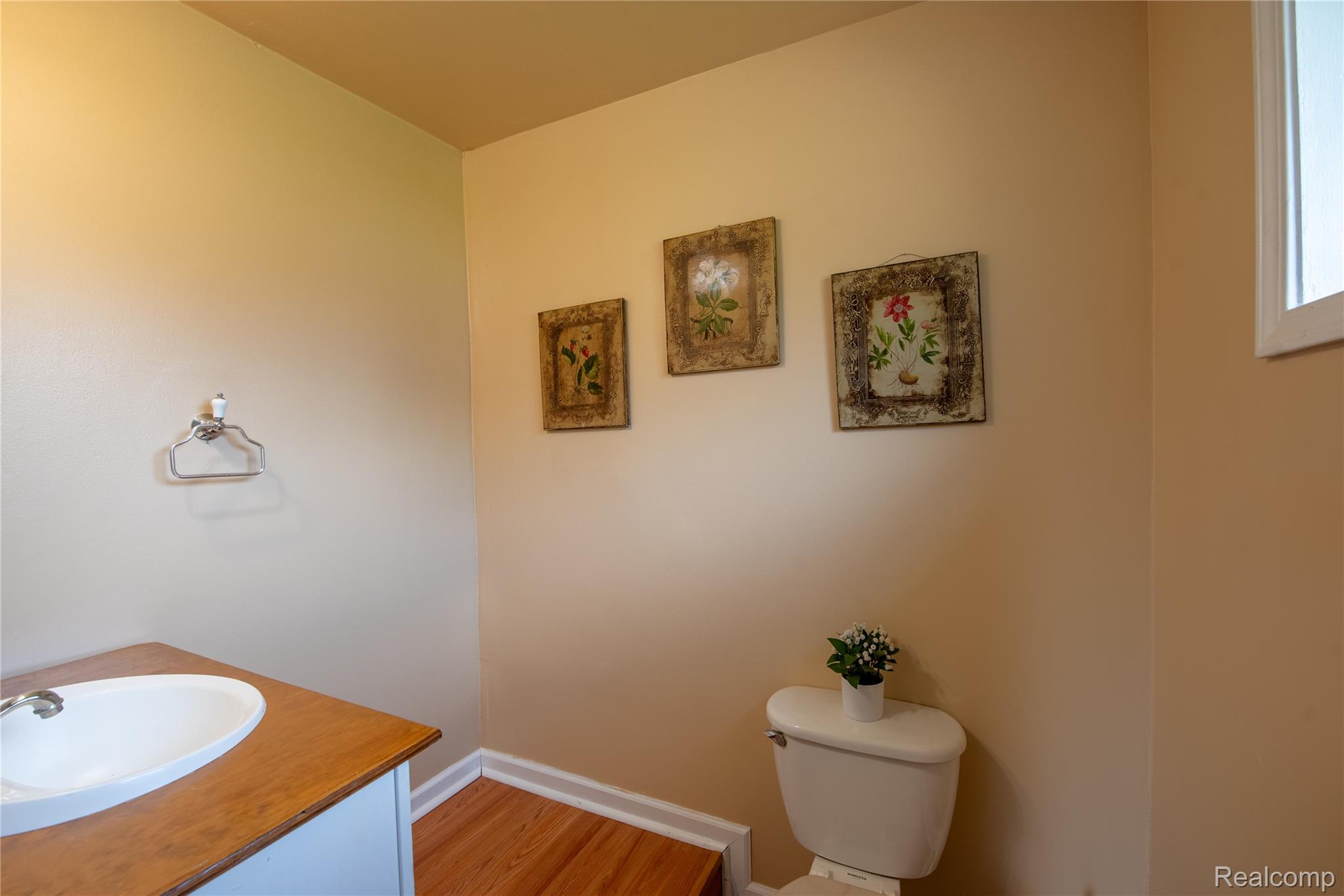 1190 Meadow Road Tawas City, MI 48763 - Photo 15 of 26 Half bath featuring vanity and light wood-style floors