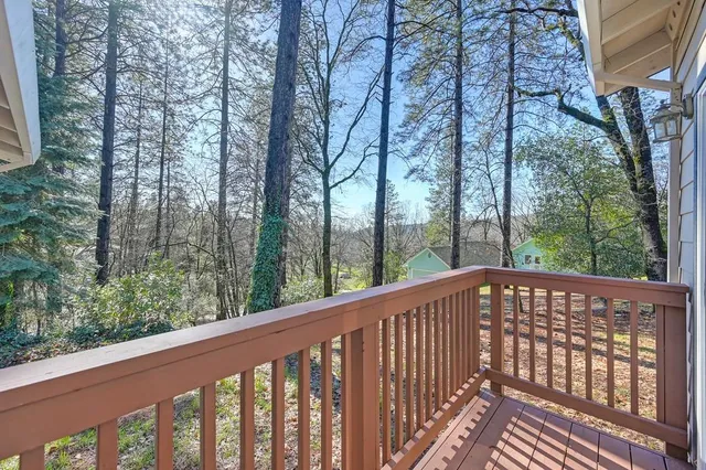 a view of a wooden roof deck