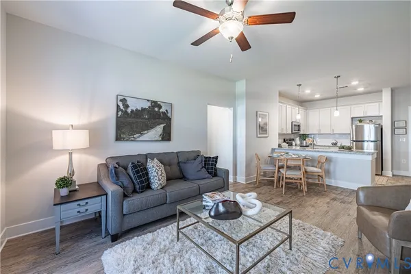 a living room with furniture